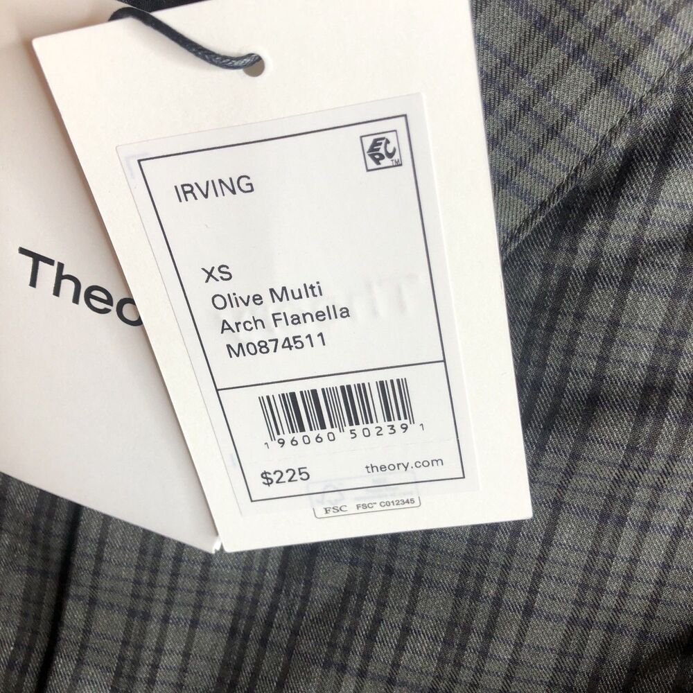 Theory Men's Irving Arch Flanella Olive Size XS NWT - Picture 8 of 13
